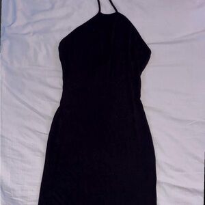 PrettyLittleThing Black Halter Maxi Dress